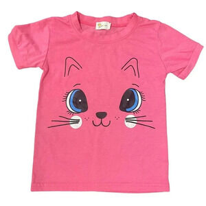 Little Hands 2T Pink Cat Tee, Casual, Toddler Girl